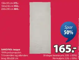 JYSK SANDFOL tæppe tilbud