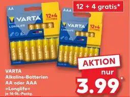 Kaufland DE VARTA Alkaline-Batterien AA oder AAA Longlife tilbud
