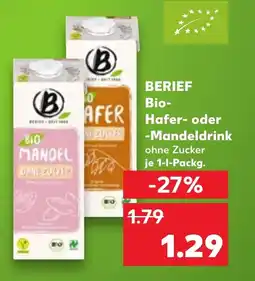 Kaufland DE BERIEF Bio- Hafer- oder -Mandeldrink tilbud