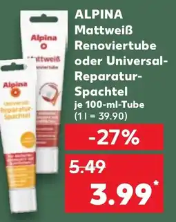 Kaufland DE ALPINA Mattweiẞ Renoviertube oder Universal- Reparatur- Spachtel tilbud