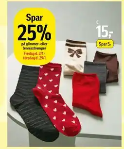 Føtex Spar 25% på glimmer- eller tennisstrømper tilbud