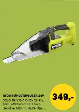 XL-BYG Ryobi håndstøvsuger 18v tilbud