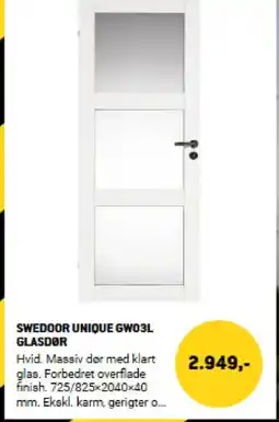 XL-BYG Swedoor unique gw03l glasdør tilbud