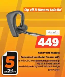 Power Dacota talk pro bt headset parres med to enheder for nem skift tilbud