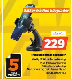 Power Trådløs biloplader med holder Hurtig 15 W trådløs opladning tilbud