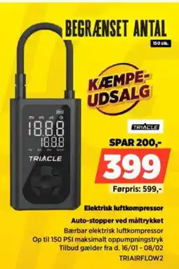 Power Triacle Elektrisk luftkompressor Auto-stopper ved måltrykket tilbud
