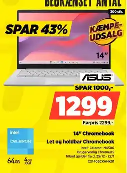 Power ASUS 14" Chromebook Let og holdbar Chromebook tilbud