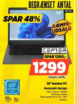 Power CEPTER 14" bærbar PC Kompakt design Tilbud gælder fra d. 12/1 - 29/1 tilbud