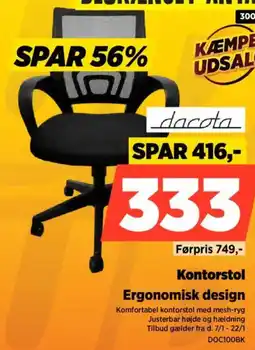 Power Kontorstol Ergonomisk design tilbud