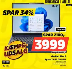 Power Lenovo IdeaPad Slim 3 Ryzen 7 & 16 GB RAM tilbud