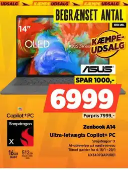 Power ASUS Zenbook A14 Ultra-letvægts Copilot+ PC tilbud