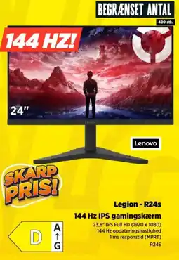 Power Lenovo Legion - R24s 144 Hz IPS gamingskærm tilbud
