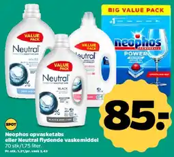 Netto Neophos opvasketabs / Neutral flydende vaskemiddel tilbud