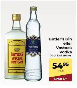 Dagrofa S-Engros Butler's Gin eller Vostock Vodka tilbud