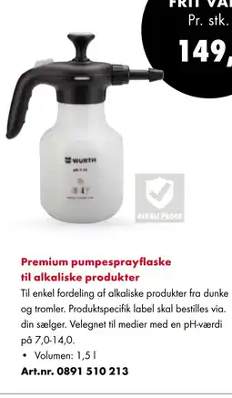 Würth Premium pumpesprayflaske til alkaliske produkter tilbud