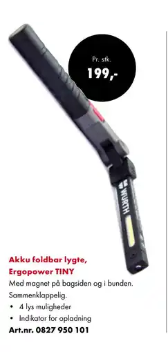 Würth Akku foldbar lygte, Ergopower Tiny tilbud