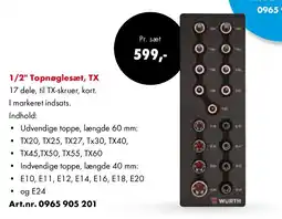Würth 1/2" Topnøglesæt, TX tilbud