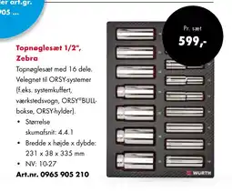 Würth Topnøglesæt 1/2", Zebra tilbud