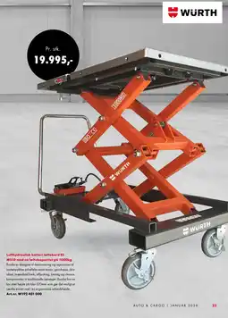 Würth Lufthydraulisk batteri løftebord EE- MS10 med en løftekapacitet på 1000 kg tilbud