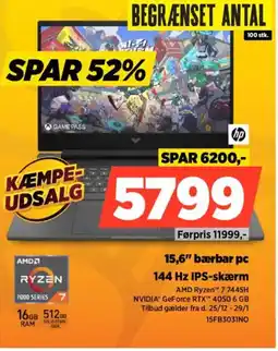 Power HP 15,6" bærbar pc 15FB3031NO tilbud