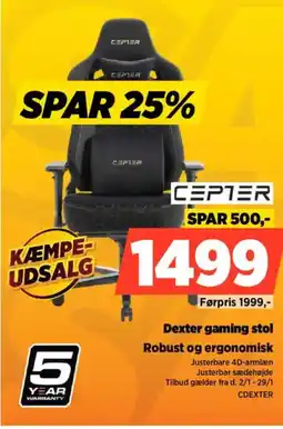 Power CEPTER Dexter gaming stol tilbud