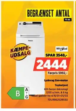 Power Whirlpool Topbetjent TDLRB6252BSEU tilbud