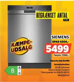 Power SIEMENS Opvaskemaskine SN45ZS07CE tilbud