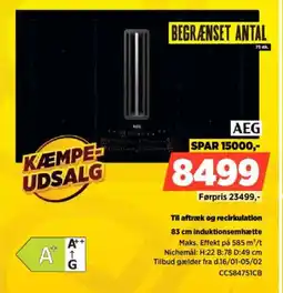 Power AEG 83 cm induktionsemhætte CCS84751CB tilbud