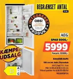 Power AEG 190 cm int. køle-/fryseskab NSC6M19FDS tilbud