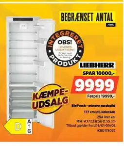Power LIEBHERR 177 cm int. køleskab IKBD178022 tilbud