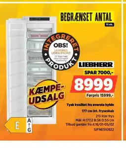 Power LIEBHERR 177 cm int. fryseskab SIFNE510822 tilbud