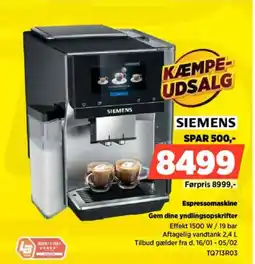 Power SIEMENS Espressomaskine TQ713R03 tilbud
