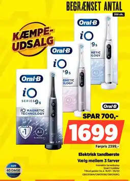Power Oral-B Elektrisk tandbørste OBIO9SWH/OBIO9SBK/OBI09SRO tilbud