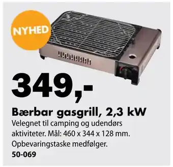 Biltema Bærbar gasgrill, 2,3 kW tilbud