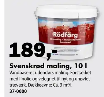 Biltema Svenskrød maling, 10 l tilbud