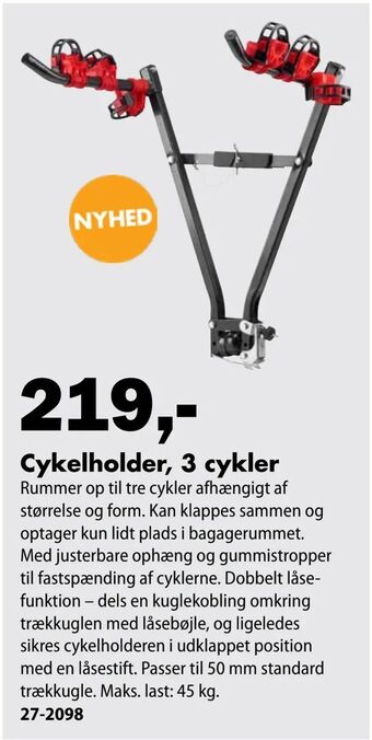 Cykelholder, 3 cykler