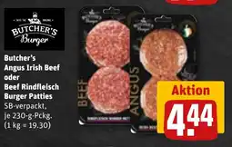 REWE DE Butcher's angus irish beef oder beef rindfleisch burger patties tilbud