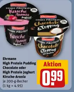 REWE DE Ehrmann High Protein Pudding Chocolate oder High Protein Joghurt Kirsche-Aronia tilbud