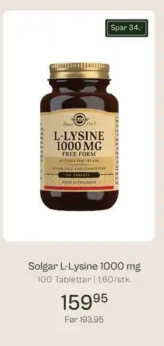 Helsam Solgar L-Lysine 1000 mg tilbud
