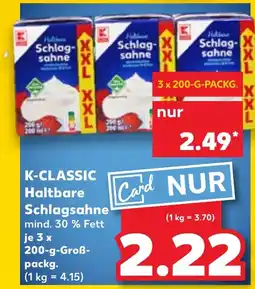 Kaufland DE K-CLASSIC Haltbare Schlagsahne tilbud