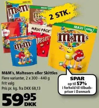 BorderShop M&M's Maltesers Eller Skittles 2x300-440 g tilbud