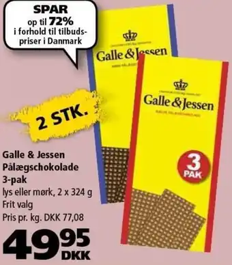 BorderShop Galle & Jessen Pålægschokolade 3-Pak 2x324 g tilbud