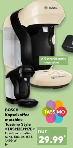 Kaufland DE BOSCH Kapselkaffee- maschine Tassimo Style TAS112E/ 117E tilbud