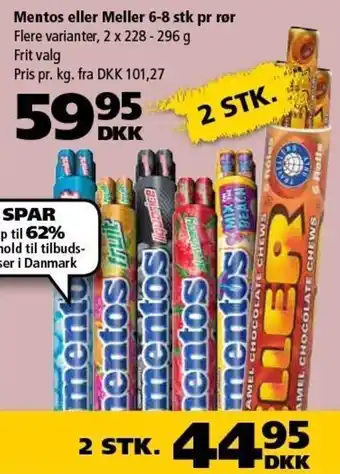 BorderShop Mentos Eller Meller 6-8 Stk Pr Rør tilbud