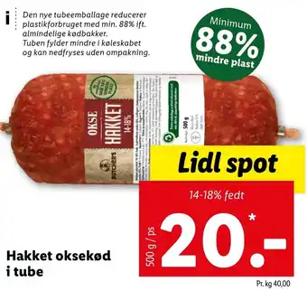 Lidl Hakket Oksekød I Tube 500 g tilbud