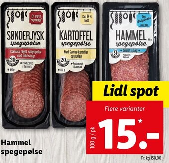 Lidl Hammel Spegepølse 100 g tilbud