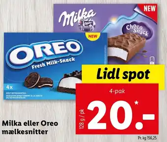 Lidl Milka Eller Oreo Mælkesnitter 128 g tilbud