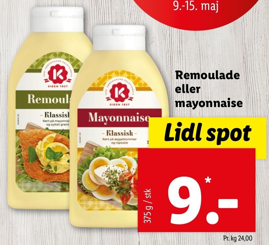 Remoulade Eller Mayonnaise 375 g tilbud hos Lidl