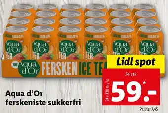 Lidl Aqua D'Or Ferskeniste Sukkerfri 24x330 ml tilbud