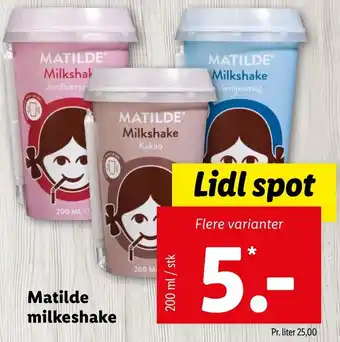 Lidl Matilde Milkeshake 200 ml tilbud